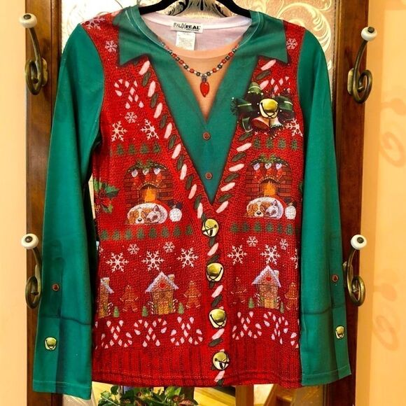 FAUX REAL SHIRT CHRISTMAS T-SHIRT M NWT - Picture 3 of 13